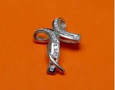 Picture of “Free Flowing Cross” slide pendant in Italian sterling silver and round cubic zirconia