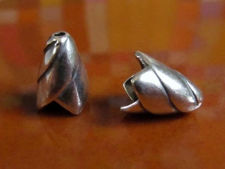 Picture of 12x9.4 mm, multi-strand cord end caps, cone campanula, JBB findings, silver-plated pewter, 2 pieces