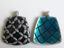 Picture of 41x50 mm, silver-plated bonded diamonds on teal enamel, pendant, Zamak, silver-plated