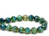 Image de 8x8 mm, coupe centrale, perles tchèques, bleu et bleu-vert, travertin