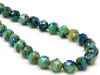 Image de 8x8 mm, coupe centrale, perles tchèques, bleu et bleu-vert, travertin