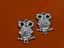 Image de Connecteur, hibou, plaqué rhodium, pavé de cristaux