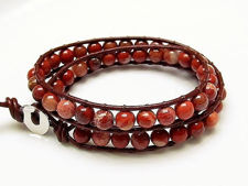 Picture of Wrap bracelet, gemstone beads, new poppy jasper