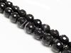 Picture of 10x10 mm, round, gemstone beads, natural striped agate, black, faceted