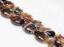 Image de 18x18x7 mm, perles galets arrondis, pierres gemmes, agate à rayures naturelle, brun caramel et brun foncé