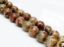 Picture of 10x10 mm, round, gemstone beads, agate, Tibetan, greenish white and beige brown swirl