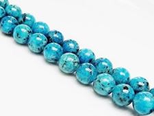 Picture of 10x10 mm, round, gemstone beads, spotted jasper, turquoise blue