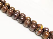 Image de 12x12 mm, perles rondes, pierres gemmes, jaspe tiger-de-fer, naturel