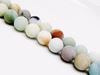 Picture of 8x8 mm, round, gemstone beads, multicolored amazonite, natural, frosted