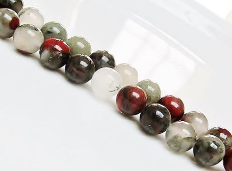 Picture of 10x10 mm, round, gemstone beads, African bloodstone, natural