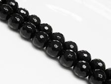 Image de 10x10 mm, perles rondes, pierres gemmes, Blackstone, à facettes