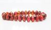 Picture of 5x8 mm, Czech faceted rondelle beads, topaz yellow and crayola red glaze, travertin