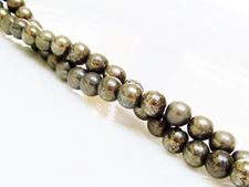 Picture of 6x6 mm, round, gemstone beads, pyrite, A-grade