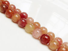 Picture of 8x8 mm, round, gemstone beads, ruby quartz, natural