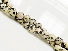 Picture of 6x6 mm, round, gemstone beads, Dalmatian jasper, natural, faceted