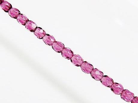 Picture of 3x3 mm, Czech faceted round beads, amethyst black, translucent