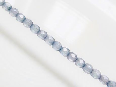 Image de 3x3 mm, perles à facettes tchèques rondes, cristal dépoli, translucide, lustré bleu gris pâle