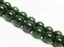 Picture of 10x10 mm, round, gemstone beads, jade, deep olive green, A-grade