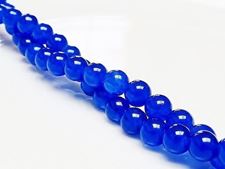 Picture of 6x6 mm, round, gemstone beads, jade, deep blue, A-grade