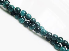 Picture of 6x6 mm, round, gemstone beads, Mashan jade, deep cyan blue green