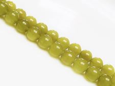 Picture of 8x8 mm, round, gemstone beads, olivine jade, natural, translucent