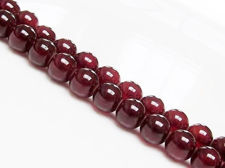 Picture of 8x8 mm, round, gemstone beads, Malaysian jade, deep red, translucent