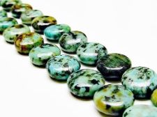 Picture of 12x12x6 mm, puffy coin, gemstone beads, African turquoise, natural