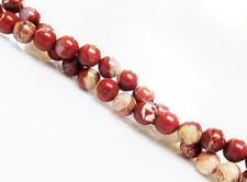 Picture of 6x6 mm, round, gemstone beads, banded red jasper, natural