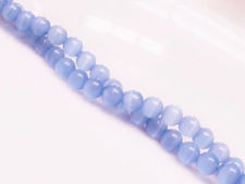 Picture of 6x6 mm, round, gemstone beads, cat's eye, tropical indigo blue, one strand