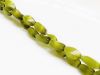 Image de 12x6 mm, perles ovales torsadées, pierres gemmes, oeil-de-chat, vert mousse, un brin