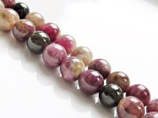 Picture of 8x8 mm, round, gemstone beads, tourmaline, pink, natural