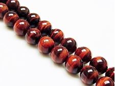 Picture of 8x8 mm, round, gemstone beads, tiger eye, red, A-grade