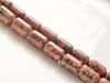 Picture of 9x6 mm, drum-shaped, gemstone beads, leopard skin jasper or red Mexican Rhyolite, red, natural