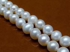 Picture of 6-7 mm, potato, organic gemstone beads, freshwater pearls, white