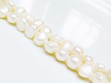 Picture of 7-8 mm, medium nuggets, organic gemstone beads, freshwater pearls, natural, white