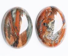 Image de 13x18 mm, ovale, cabochons de pierres gemmes, jaspe pavot, natural