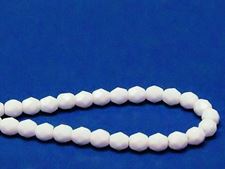 Picture of 6x6 mm, Czech faceted round beads, chalk white, opaque