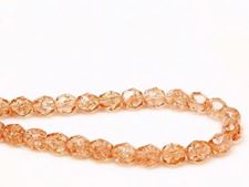 Picture of 6x6 mm, Czech faceted round beads, peachy pink, transparent, crackled