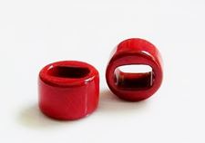 Picture of 18x18x10 mm, Greek ceramic slider beads, vermilion red enamel