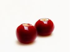 Picture of 12x12 mm, Greek ceramic round beads, grenadine red enamel