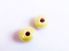 Image de 12x12 mm, perles rondes en céramique grecque, émail jaune soleil pâle, effet huile dans l'eau