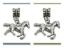 Image de 4x6 mm, perles tubes et breloque, alliage, argenté, cheval galopant gracieusement, 2 pièces