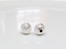 Image de 8x8 mm, rond, perles en laiton, poussière d'étoile, argentée, 10 pièces