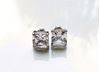 Picture of "Princess cut" stud earrings, sterling silver, square cubic zirconia, 8.8 mm large