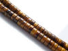 Picture of 3x6 mm, wheel-shaped, gemstone beads, tiger eye, golden-brown, natural