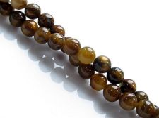 Picture of 6x6 mm, round, gemstone beads, golden tiger iron jasper, natural