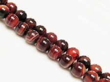 Picture of 8x8 mm, round, gemstone beads, natural striped agate, red brown