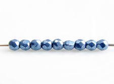 Picture of 2x2 mm, Czech beads, a soup of different round shapes, bluestone or blue-grey, opaque, saturated metallic