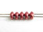 Image de 5x2.5 mm, perles SuperDuo, de verre tchèque, 2 trous, métallique saturé, rouge coquelicot vaillant