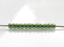 Picture of Japanese seed beads, round, size 11/0, Toho, transparent, olivine green, luster